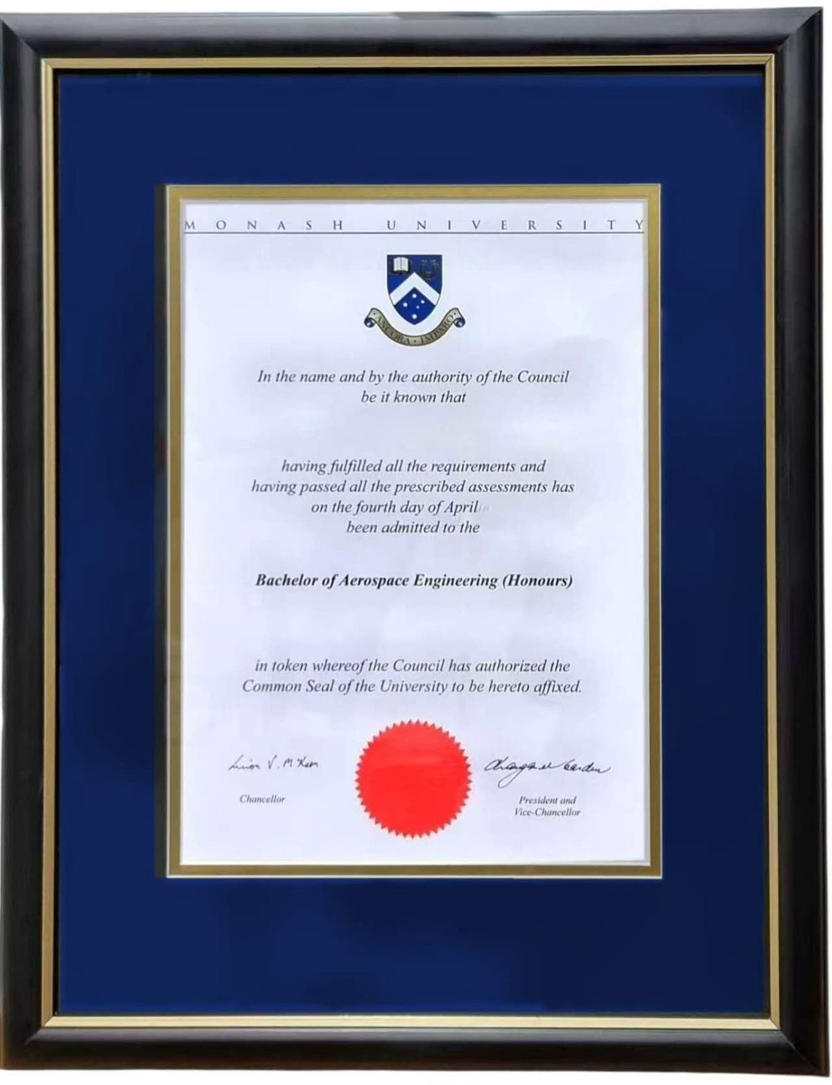 Bespoke University Testamur Framing & Double Matboards | Young Art Studio